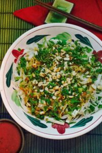 rice noodles with peanut sauce