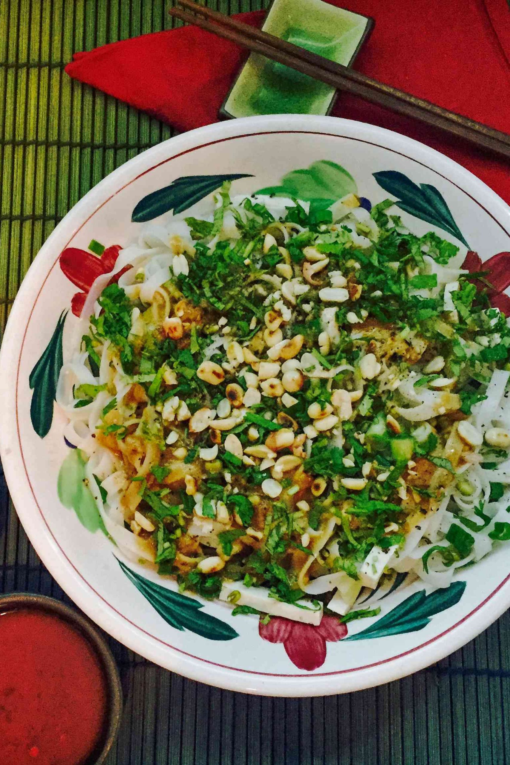 rice noodles with peanut sauce