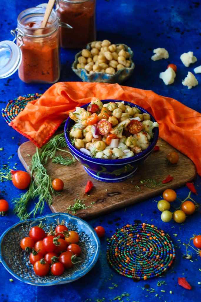 Cauliflower and Garbanzo Bean Salad ThePepperCook