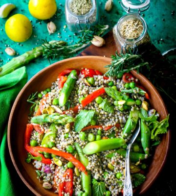 Private: Warm Salad of Pearl Millet, Peas and Asparagus